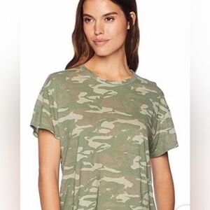 MONROW Camo Cropped Babydoll Tee